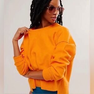 Free People Luna Pullover in Bright Marigold NWT Size XS